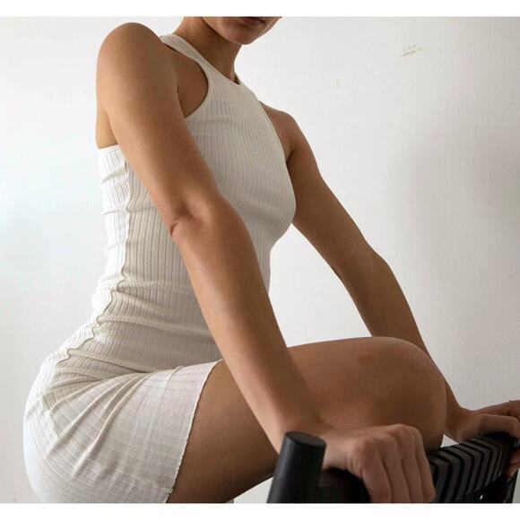 The Range Carved Stretch Cotton Rib Mini Dress, Large - Picture 5 of 12